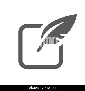 Penna a piuma e icona del vettore di riempimento della forma del segno. Modifica, contatto o simbolo del documento. Illustrazione Vettoriale