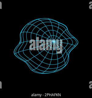 Orbita poligonale creata con mesh di linee, elemento di disegno reticolo. Futuristico cornice a forma di sfera, oggetto sferico a reticolo digitale Illustrazione Vettoriale