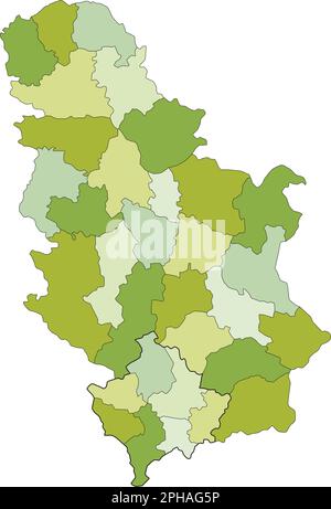 Mappa politica modificabile estremamente dettagliata con livelli separati. Serbia. Illustrazione Vettoriale