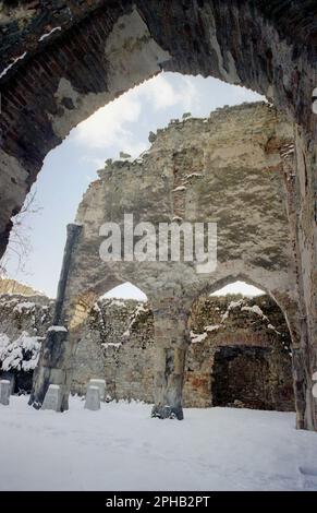Carta, Contea di Sibiu, Romania, 2001. Le rovine del monastero cistercense medievale (benedettino). Foto Stock