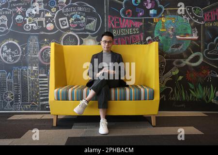 Microsoft Global Technology Strategist Eason Lai, presso Microsoft Office in Cyberport. 27FEB23 SCMP / Jonathan Wong Foto Stock