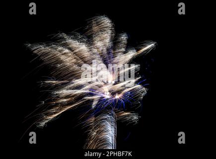 Fuochi d'artificio che esplodono nel cielo di notte Foto Stock