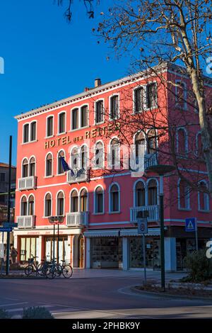 Hotel New Reiter a Venezia Lido, Lido di Venezia, Lido Island, a Venezia, in febbraio Foto Stock