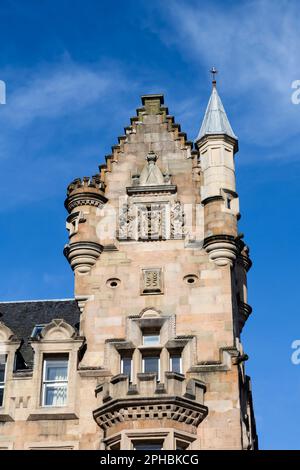 Architettura a Glasgow Merchant City su Trongate, Scozia, Regno Unito, Europa Foto Stock