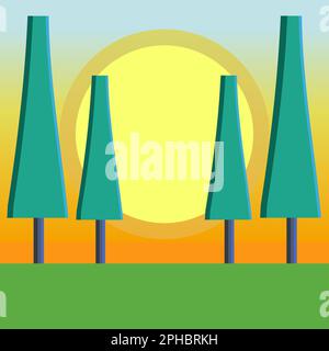 Pino sempreverde rustico forestale logo vettoriale illustrazione icona simbolo sfondo etichetta modello di disegno Illustrazione Vettoriale