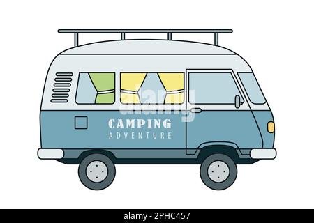 camper van avventura vacanza estiva in viaggio Illustrazione Vettoriale