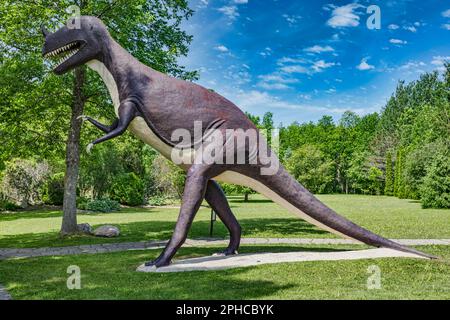 Il Prehistoric World nell'Ontario orientale, Canada, è un'attrazione all'aperto che si estende su più di 50 acri di terreno. Foto Stock