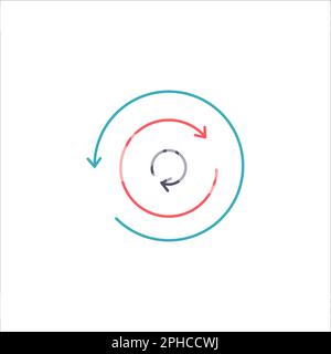 Rotazione delle frecce di orientamento in cerchio con diametro diverso. Illustrazione del vettore stock isolato su sfondo bianco. Illustrazione Vettoriale