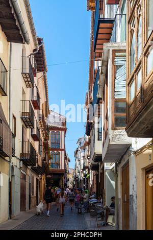 Morella, Spagna - 09 agosto 2022 : il centro storico di Morella è un pittoresco e ben conservato borgo medievale, con una splendida architettura, storia, Foto Stock