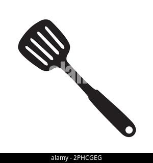 Spatola da cucina nera isolata su fondo bianco con spazio copia Illustrazione Vettoriale