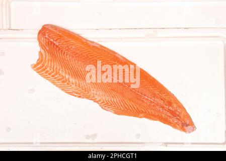 Il salmone è un pesce azzurro o grasso che fornisce circa undici grammi di grasso per ogni cento grammi di carne, un contenuto simile a quello delle sardine Foto Stock