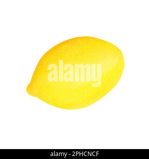 Acquerello giallo limone, isolato su sfondo bianco.Illustrazione per il design, biglietti d'auguri, cartoline, cucina, menu vegetariano Foto Stock