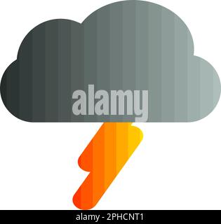 Logo meteo colorato. Nuvola e fulmini riempiti di gradiente solido. Nuvola e fulmini, colorati con gradiente stratificato. Illustrazione Vettoriale