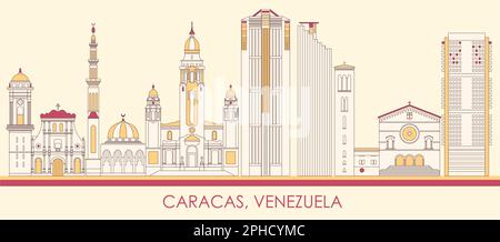 Panorama di Cartoon Skyline della città di Caracas, Venezuela - illustrazione vettoriale Illustrazione Vettoriale