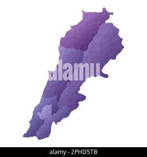 Mappa del Libano. Profilo del paese in stile geometrico. Illustrazione vettoriale viola ineguagliabile. Illustrazione Vettoriale