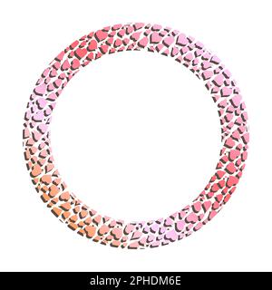 Cornice dorata a cuore rotondo per connettori decorativi. Ornamento di San Valentino in metallo oro rosa isolato su sfondo bianco. Vettore Illustrazione Vettoriale