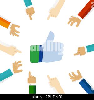 Pollice su gesto positivo approvato dito di espressione concorde Illustrazione Vettoriale