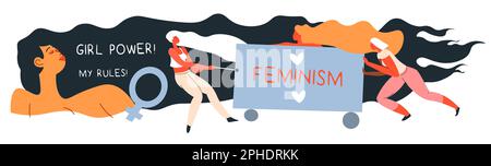 Feminist movement and protests against inequality Illustrazione Vettoriale