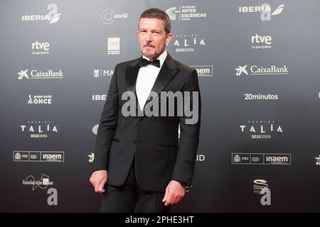 Madrid, Spagna. 27th Mar, 2023. L'attore Antonio Banderas partecipa ai Talia Awards l al Teatro Espanol di Madrid, 27 marzo 2023 Spagna (Foto di Oscar Gonzalez/NurPhoto) Credit: NurPhoto SRL/Alamy Live News Foto Stock