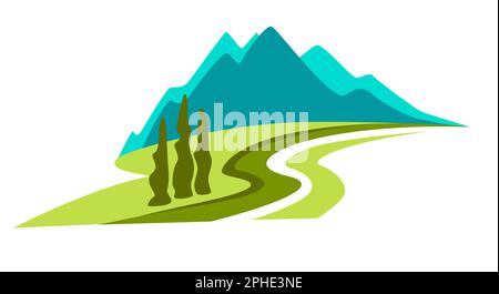 Montagne paesaggio icone isolate vettore modello identità aziendale Illustrazione Vettoriale