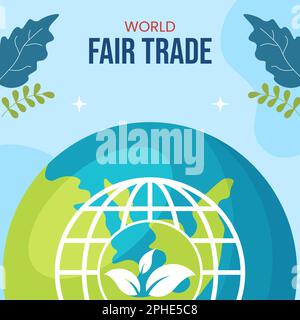 World Fair Trade Day Social Media background Illustrazione Cartoon modelli disegnati a mano Illustrazione Vettoriale