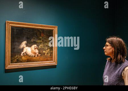 Londra, Regno Unito. 28th Mar, 2023. George Stubbs, Lady Archer's maltese Terrier, 1787, CollectionfLondon. Fedeltà e senza pari 29-Marzo-15 Ottobre 2023 Credit: Paul Quezada-Neiman/Alamy Live News Foto Stock