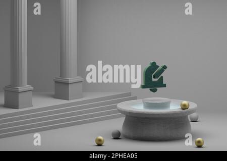 Belle illustrazioni astratte verde Modifica Notifiche icona simbolo su una fontana e sfondo colonna. illustrazione del rendering 3d. Foto Stock