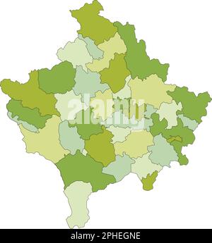 Mappa politica modificabile estremamente dettagliata con livelli separati. Kosovo. Illustrazione Vettoriale