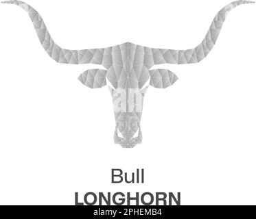 Il toro di Longhorn è un simbolo del Texas. Per un logo, un banner, un Web, come simbolo. Long Horn Bull Buffalo Cow bovini testa Toro Taurus logo design Illustrazione Vettoriale