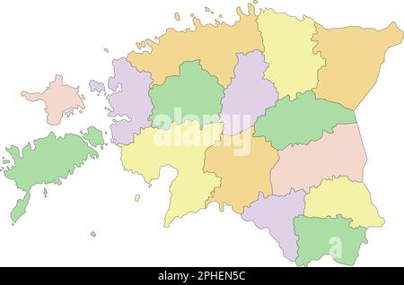 Estonia - Mappa politica modificabile molto dettagliata. Illustrazione Vettoriale