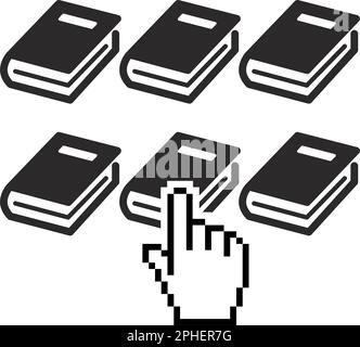 Icona della libreria online digitale con il cursore. Vettore su sfondo trasparente Illustrazione Vettoriale