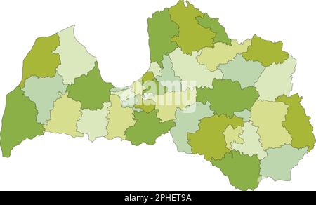 Mappa politica modificabile estremamente dettagliata con livelli separati. Lettonia. Illustrazione Vettoriale