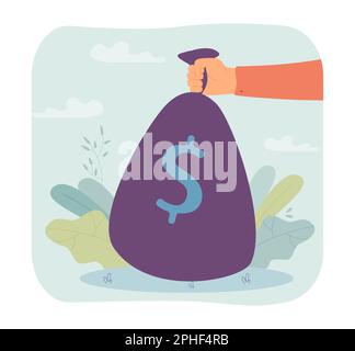 Borsa per tenere la mano con simbolo del dollaro Illustrazione Vettoriale