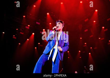 Roma, Italia. 26th Mar, 2023. Maneskin, la più famosa giovane rock band italiana, vincitrice dell'Eurovision Song Contest 2021 per l'Italia con "Zitti e buoni" nella loro prima mostra a Roma per Loud Kids Tour. (Foto di Stefano Cappa/Pacific Press/Sipa USA) Credit: Sipa USA/Alamy Live News Foto Stock