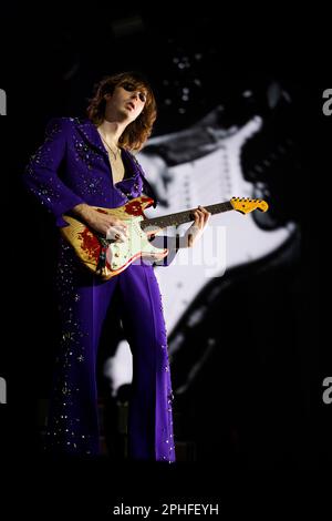 Roma, Italia. 26th Mar, 2023. Maneskin, la più famosa giovane rock band italiana, vincitrice dell'Eurovision Song Contest 2021 per l'Italia con "Zitti e buoni" nella loro prima mostra a Roma per Loud Kids Tour. (Foto di Stefano Cappa/Pacific Press/Sipa USA) Credit: Sipa USA/Alamy Live News Foto Stock