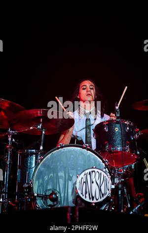 Roma, Italia. 26th Mar, 2023. Maneskin, la più famosa giovane rock band italiana, vincitrice dell'Eurovision Song Contest 2021 per l'Italia con "Zitti e buoni" nella loro prima mostra a Roma per Loud Kids Tour. (Foto di Stefano Cappa/Pacific Press/Sipa USA) Credit: Sipa USA/Alamy Live News Foto Stock
