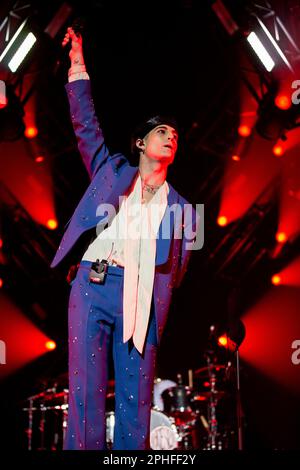 Roma, Italia. 26th Mar, 2023. Maneskin, la più famosa giovane rock band italiana, vincitrice dell'Eurovision Song Contest 2021 per l'Italia con "Zitti e buoni" nella loro prima mostra a Roma per Loud Kids Tour. (Foto di Stefano Cappa/Pacific Press/Sipa USA) Credit: Sipa USA/Alamy Live News Foto Stock