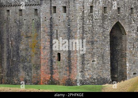 Hermitage Castle, un castello medievale semi-rovinato risalente al 1300, che è sotto la cura della Scozia storica, Liddlesdale, Roxburghshire. Foto Stock