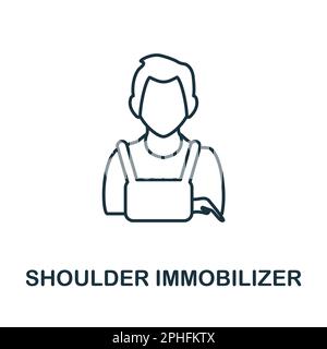 Icona della linea immobilizzatore spalla. Icona monocromatica Simple Shoulder Immobilizer contorno per modelli, web design e infografica Illustrazione Vettoriale