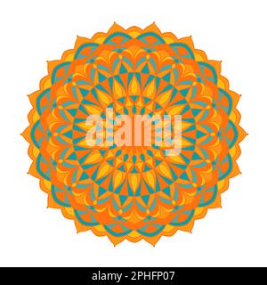 Ripetizione circolare. Elegante mandala ornamentale per henné, tatuaggio, adesivi decorativi. Illustrazione Vettoriale