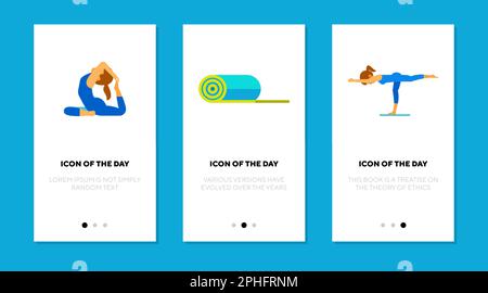 Set di icone piatte stretching Illustrazione Vettoriale