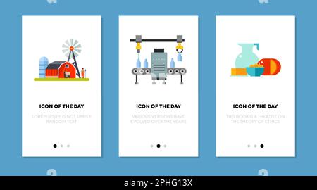 Set di icone piatte per prodotti lattiero-caseari Illustrazione Vettoriale