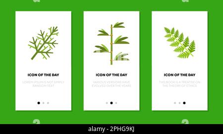 Verde rami piatta icona set Illustrazione Vettoriale