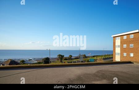 Scena costiera a Hunstanton, Norfolk, Regno Unito Foto Stock