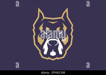Simbolo audace di testa aggressiva del cane Bully americano Illustrazione Vettoriale