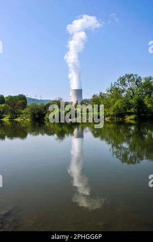 Vicino al confine belga; vicino Givet; la centrale di Chooz porta il rischio nucleare al confine belga nelle Ardenne francesi | la centra Foto Stock