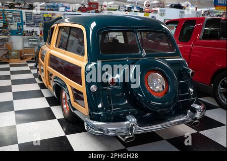 Particolare di una classica auto americana Ford Woody 1948-1949 Foto Stock