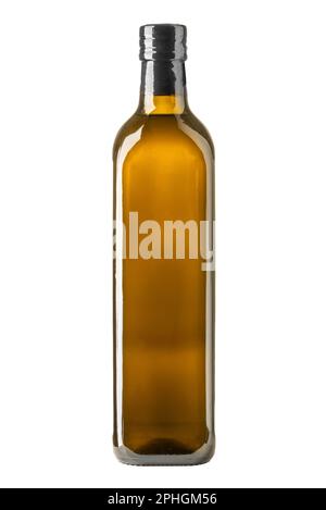 Bottiglia sigillata di olio extravergine di oliva isolato su bianco con percorso di taglio incluso Foto Stock