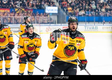 VŠxjš, Svezia, 28 marzo 2023 Quarterfinale 5 VŠxjš Lakers - LuleŒ credito HF: PEO Mšller/Alamy Live News Foto Stock