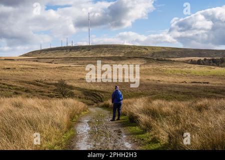 White Coppice, Great Hill e Anglezarke Circular è un percorso di 9,2 km situato vicino a Chorley, Lancashire, Inghilterra, che presenta un lago ed è valutato Foto Stock